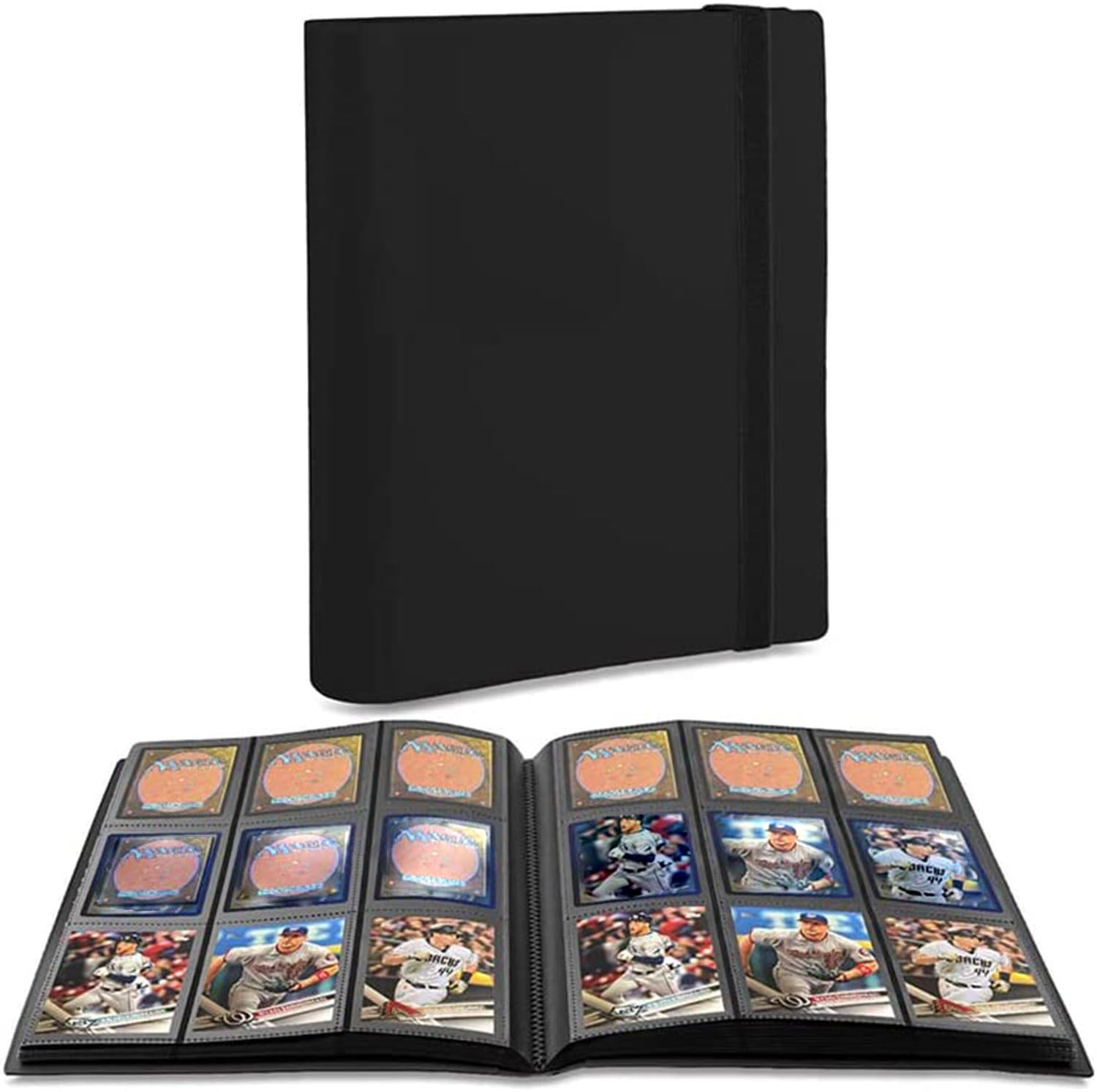 Trading Card Binder Holder, Sports Card Collector Binder Album, 20 Pages, 360 Card Capacity - Black