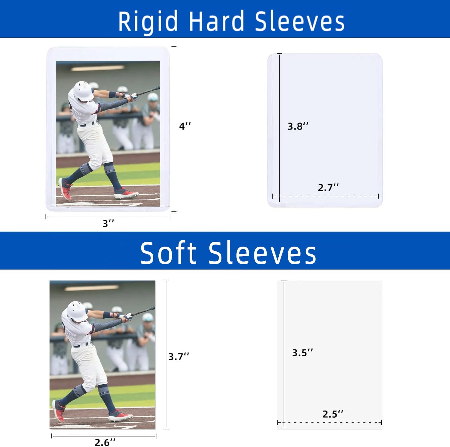 200 Pack Card Sleeves Hard Plastic (100 Hard + 100 Soft)