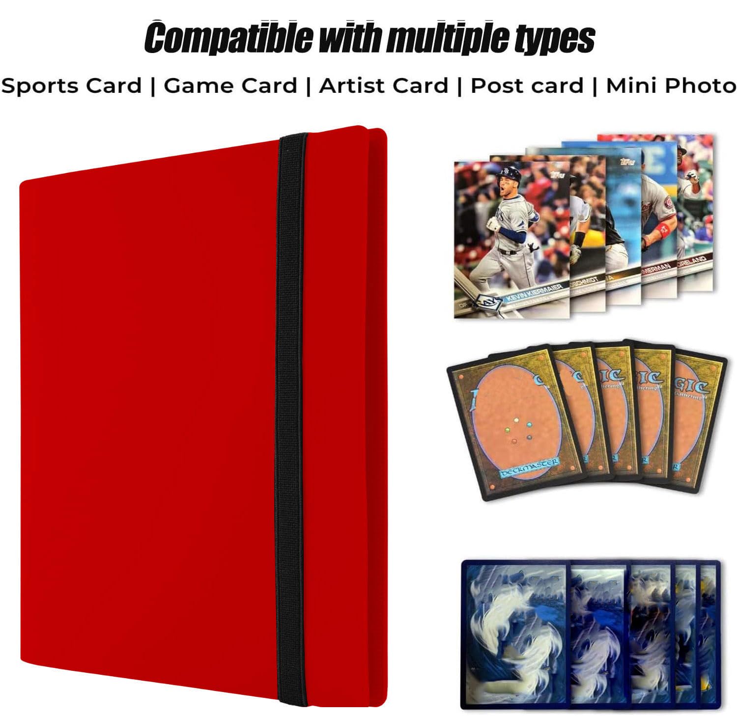 Trading Card Binder Holder, Sports Card Collector Binder Album, 20 Pages, 360 Card Capacity - Black