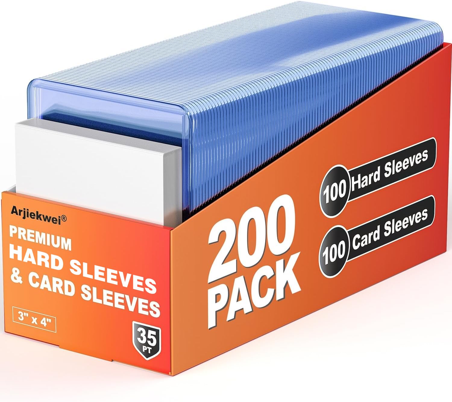 200 Pack Card Sleeves Hard Plastic (100 Hard + 100 Soft)