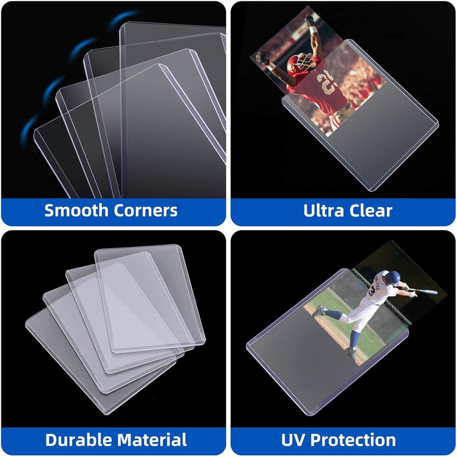 200 Pack Card Sleeves Hard Plastic (100 Hard + 100 Soft)