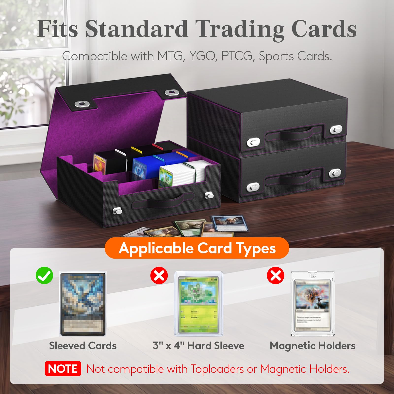 Trading Card Storage Box (1800 Sleeved Cards Capacity)