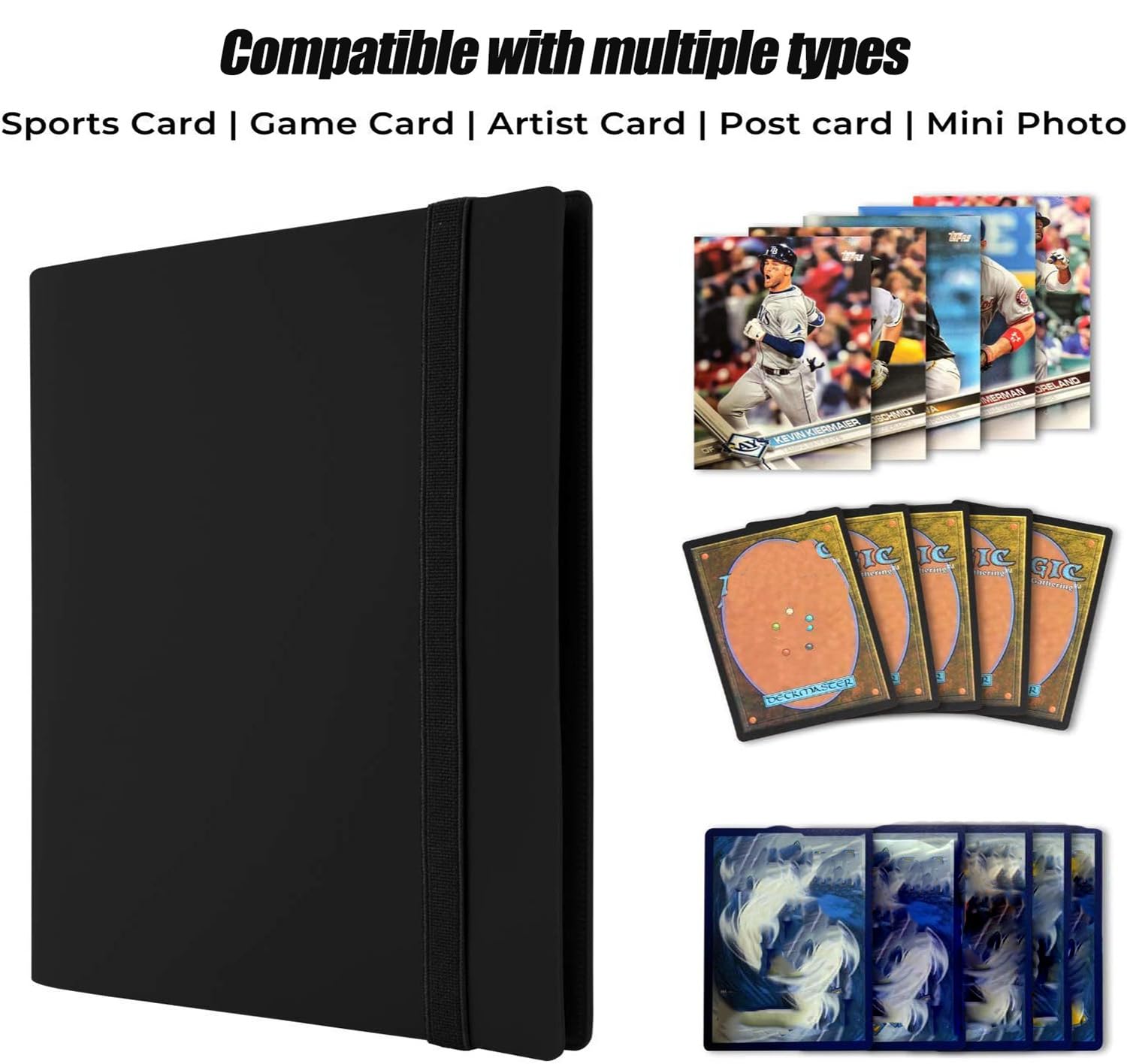 Trading Card Binder Holder, Sports Card Collector Binder Album, 20 Pages, 360 Card Capacity - Black