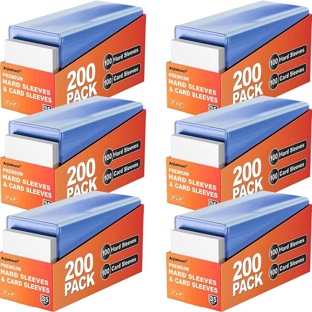 200 Pack Card Sleeves Hard Plastic (100 Hard + 100 Soft)